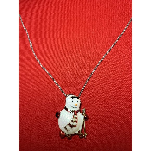 Christmas Pins Brooches Set of 2 Christmas Rudolph Reindeer Skiing Snowman Pins - Picture 8 of 10